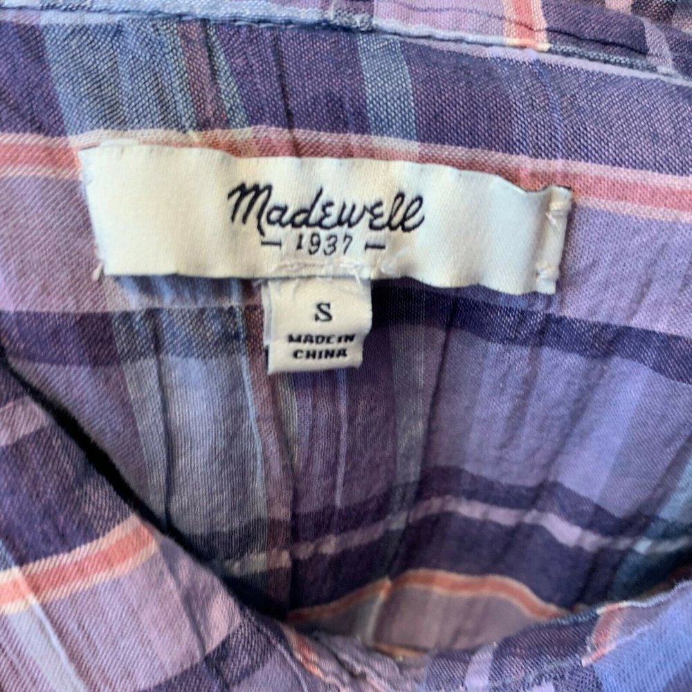 Madewell Plaid Shrunken Trapeze Shirt Gauze Tunic - Picture 7 of 8